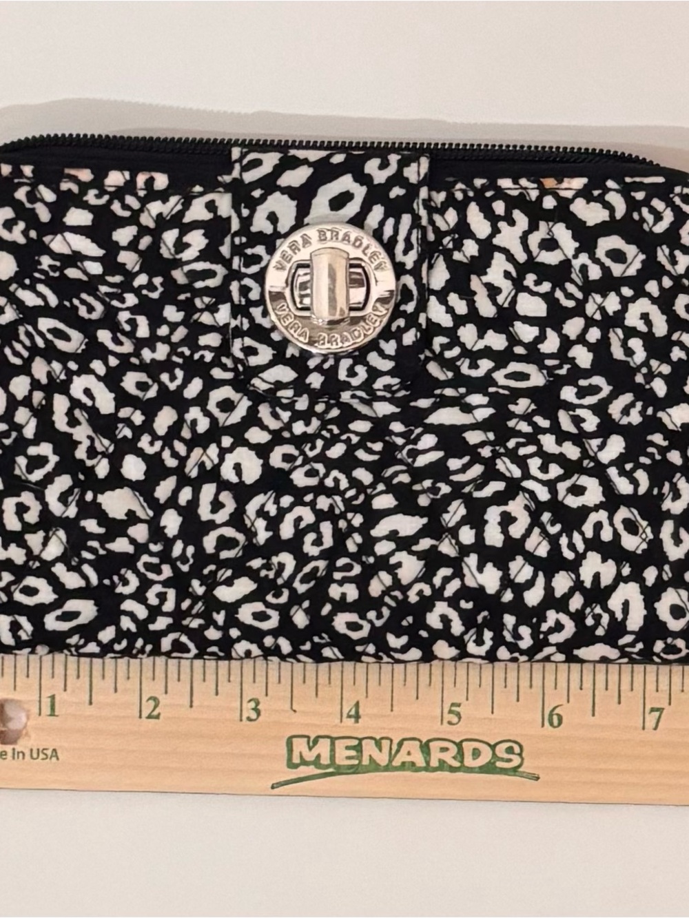 Vera Bradley Black & White Quilted Turn-Lock Cosmetic Case CamoCat print